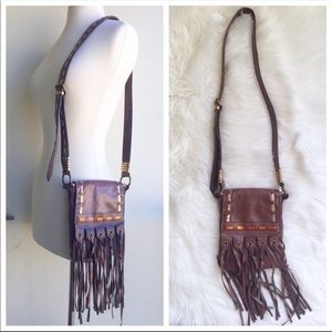 Steve Madden distressed leather fringe crossbody